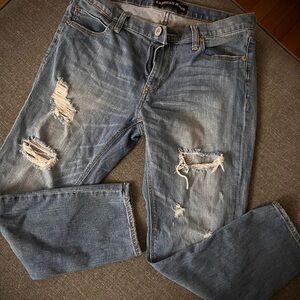 Express Women’s Light Blue Distressed Girlfriend Jeans